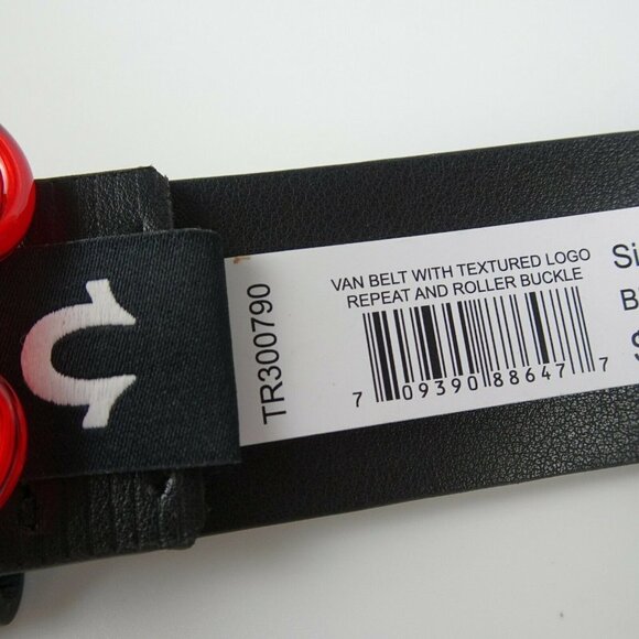 New TRUE RELIGION Men's Embossed Van Belt Matte Black Faux Leather Textured 32 - Picture 9 of 12